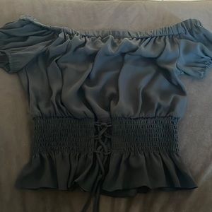 off the shoulder flowy crop top